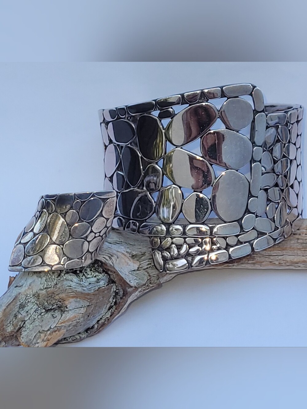 John Hardy Kali Pebble Sterling Cuff Bracelet & Ring Set. VINTAGE & BEAUTIFUL ❤️